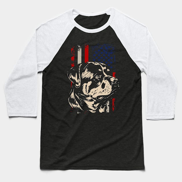 Urban Rottweiler American Flag Talk Triumph for Dog Enthusiasts Baseball T-Shirt by Kevin Jones Art